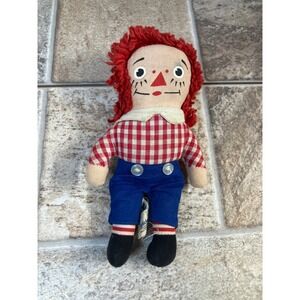 Vintage Raggedy Ann Doll Knickerbocker Red Hair Gingham Blue Pants Stuffed Toy